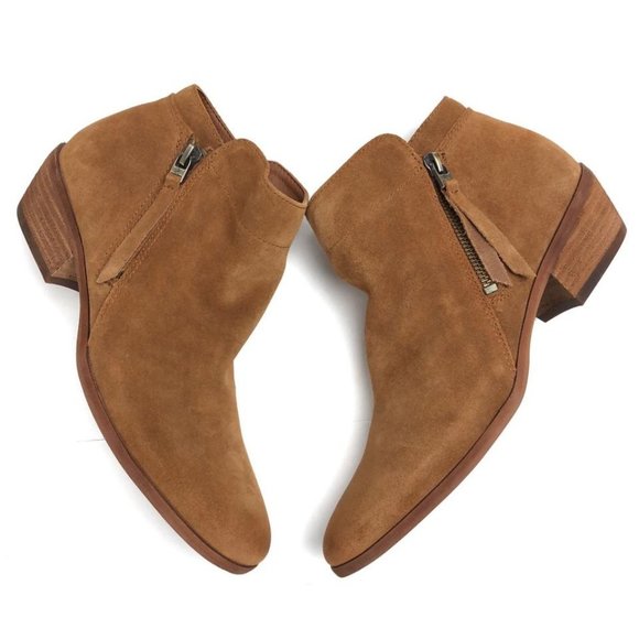 SAM EDELMAN Camel Suede Ankle Booties - Wide - Picture 4 of 10